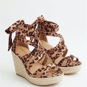 ANKLE WRAP PLATFORM WEDGE Leopard Torrid